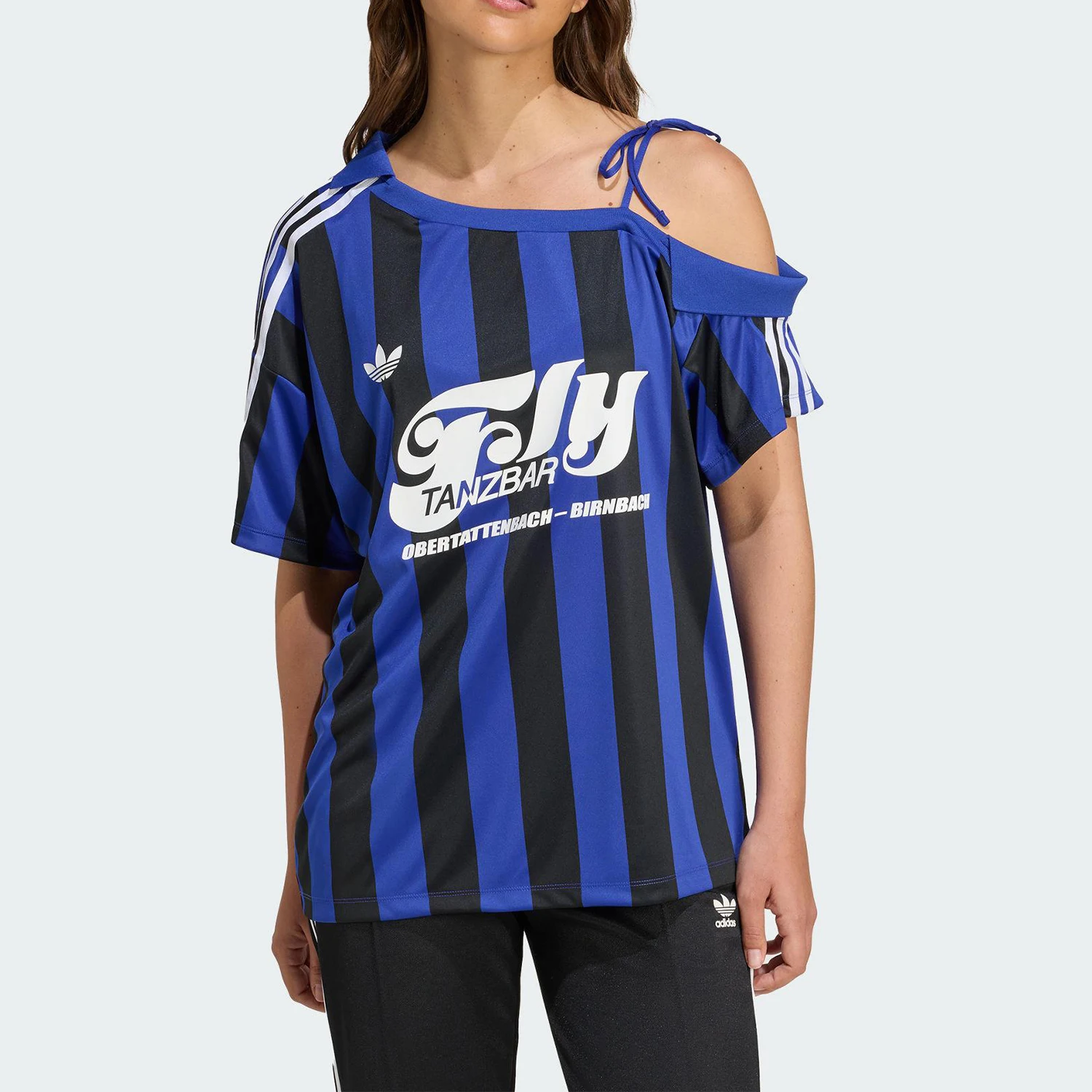 

Adidas Genuine Trefoil Women's Sport Vertical Stripe Cold-shoulder Mesh Jersey KD2278