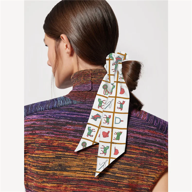 

New product simulation silk hair band for women's high sense ins for girls to tie their hair silk scarf holiday gifts