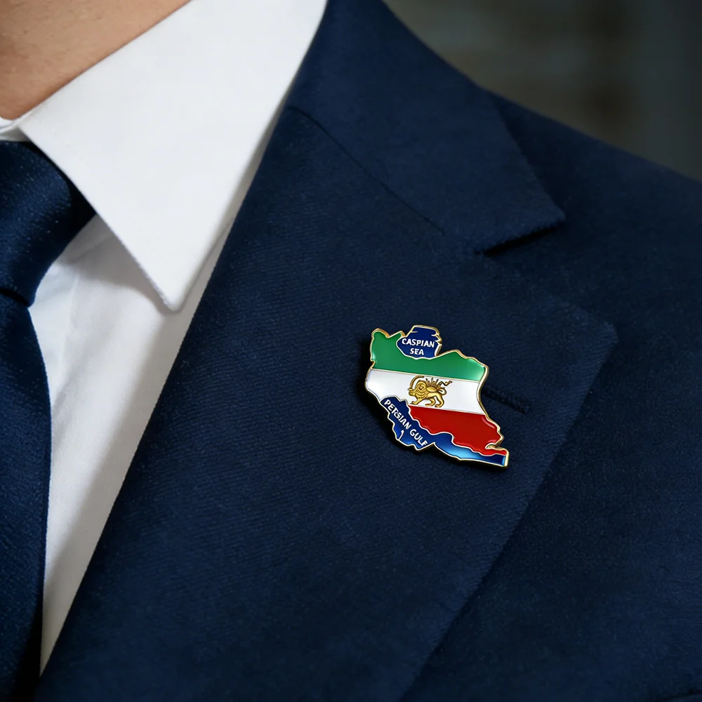 

Брошь-значок Cazador с флагом Ирана, персидским львом и солнцем, для мужчин и женщин, из нержавеющей стали, водонепроницаемая, новый аксессуар, подарок 2026