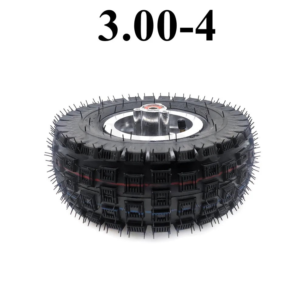 3.00-4 Wheel Tyre with Alloy Hub Rim 3.00-4 Inner Tube Outer Tire for Electric Scooter Rear Wheel,Trolley, Warehouse Truck Parts