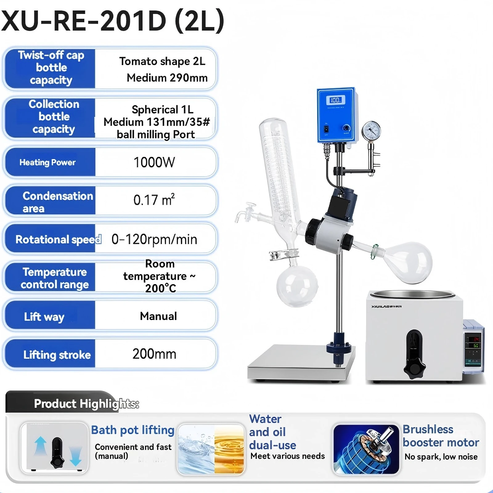 

RE-501 5L Rotary Evaporator Laboratory Small Automatic Lifting Purification Condensation Distiller Evaporator