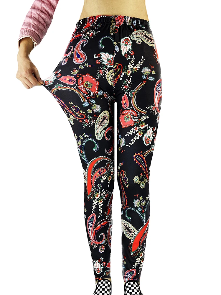 Nducksi elástico ginásio esportes nova sexy calças moda paisley impresso leggings feminino venda quente floral fitness leggins cintura alta