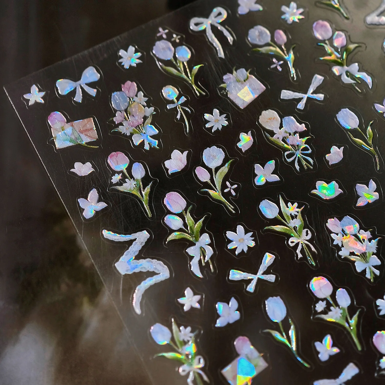 สวนโรแมนติกดอกไม้ช่อดอกไม้ 5D สติกเกอร์เล็บ GOLD Stamping กรอบรูปขอบ Bowknot ดอกไม้ Self กาวเล็บ Decal