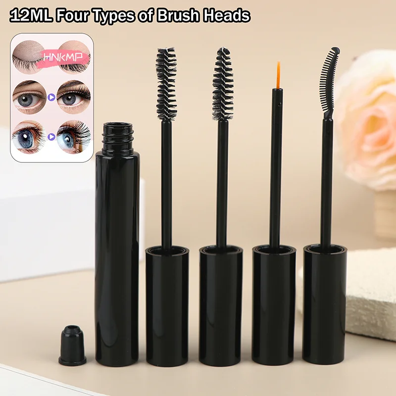 Tubo de rímel vacío de 12 ml con varita aplicadora, frasco para líquido de crecimiento de pestañas, cepillo delineador de ojos, contenedor para crema de pestañas