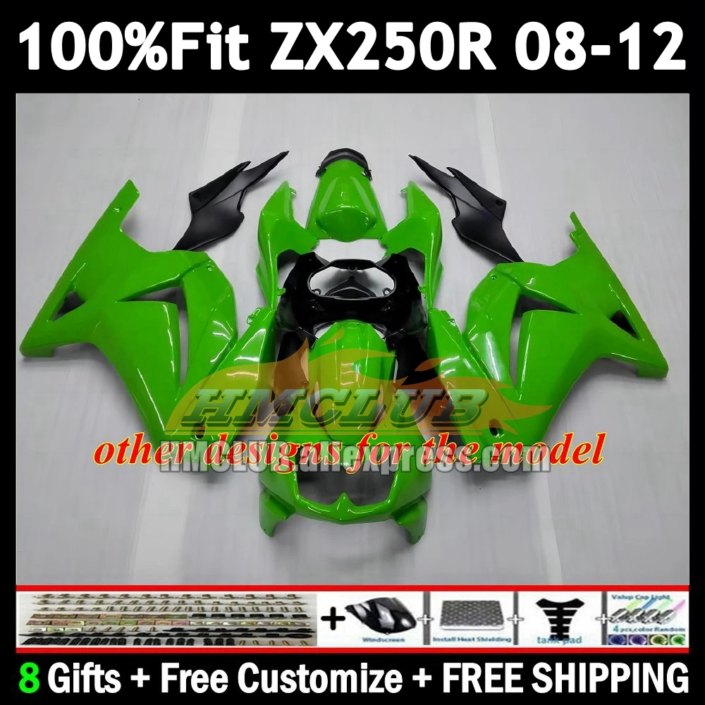 Green White OEM Body For KAWASAKI NINJA ZX EX 250 250R CC 2008 2009 2010 2011 2012 182No.0 EX250 ZX250R 08 09 10 11 12 Fairing