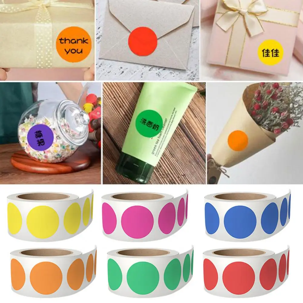 6 Roll Circle Stickers Dot Stickers Colorful Self-adhesive Blanket Dot Stickers Price Tags Garage Sales Office Supplies