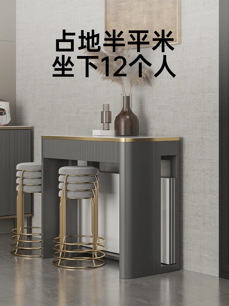 

Складной и растягивающийся обеденный стол, современная простота, легкая роскошная комбинация, прямоугольный узкий