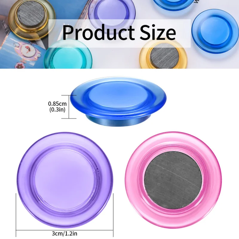 Whiteboard Magnets Round Notice Board Planning Refrigerator Magnets Plastic Covered Magnetic Buttons Magnets for School Office