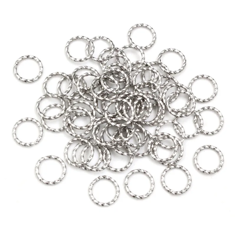 50pcs Stainless Steel 1/1.2mm thick 6 8 10 12 14mm Twist Open Jump Rings for DIY Jewelry Making Findings for Earrings Necklace
