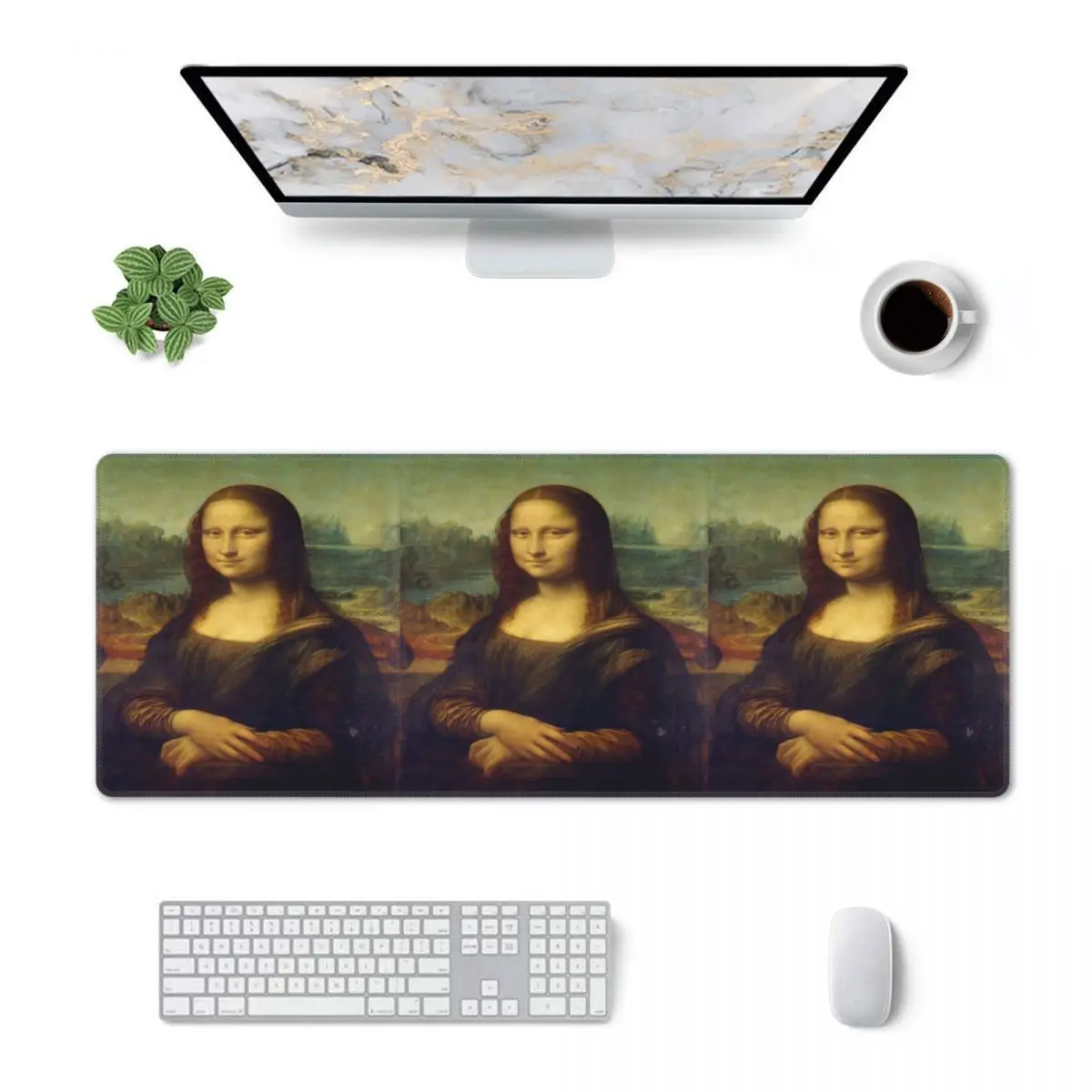 Large Mouse Pad Mona Lisa By Leonardo Da Vinci Gamer PC Laptop Mats Keyboard Carpet Computer Gaming Office Accessories Desk Mat