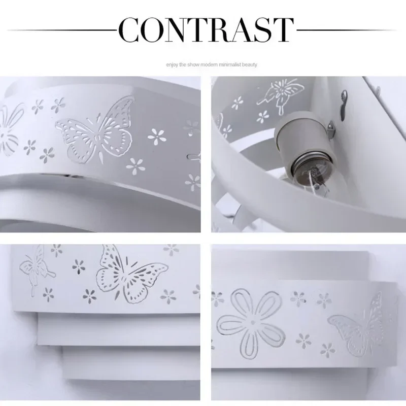 

Morden wall lamps Minimalist butterfly flower carved LED E27 Wall light,white stereoscopic Iron cover mirror front /bedroom kits
