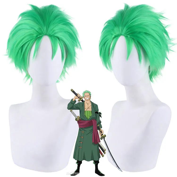 

Synthetic Anime Cosplay Wig Inspired By Zoro-Roroya VS King Green Turf Top Slicked Back Style for Party Halloween