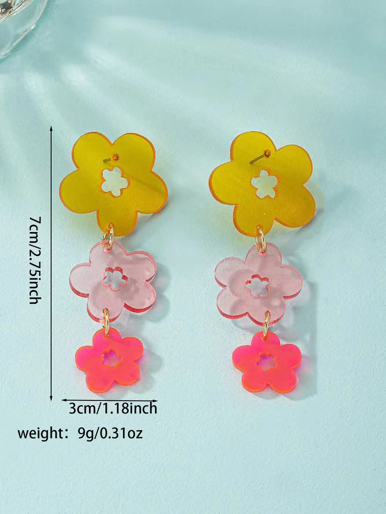 1 Pair Geometric fashion Temperament Cross Border Elegant Acrylic Flower Stud Earrings Eardrop