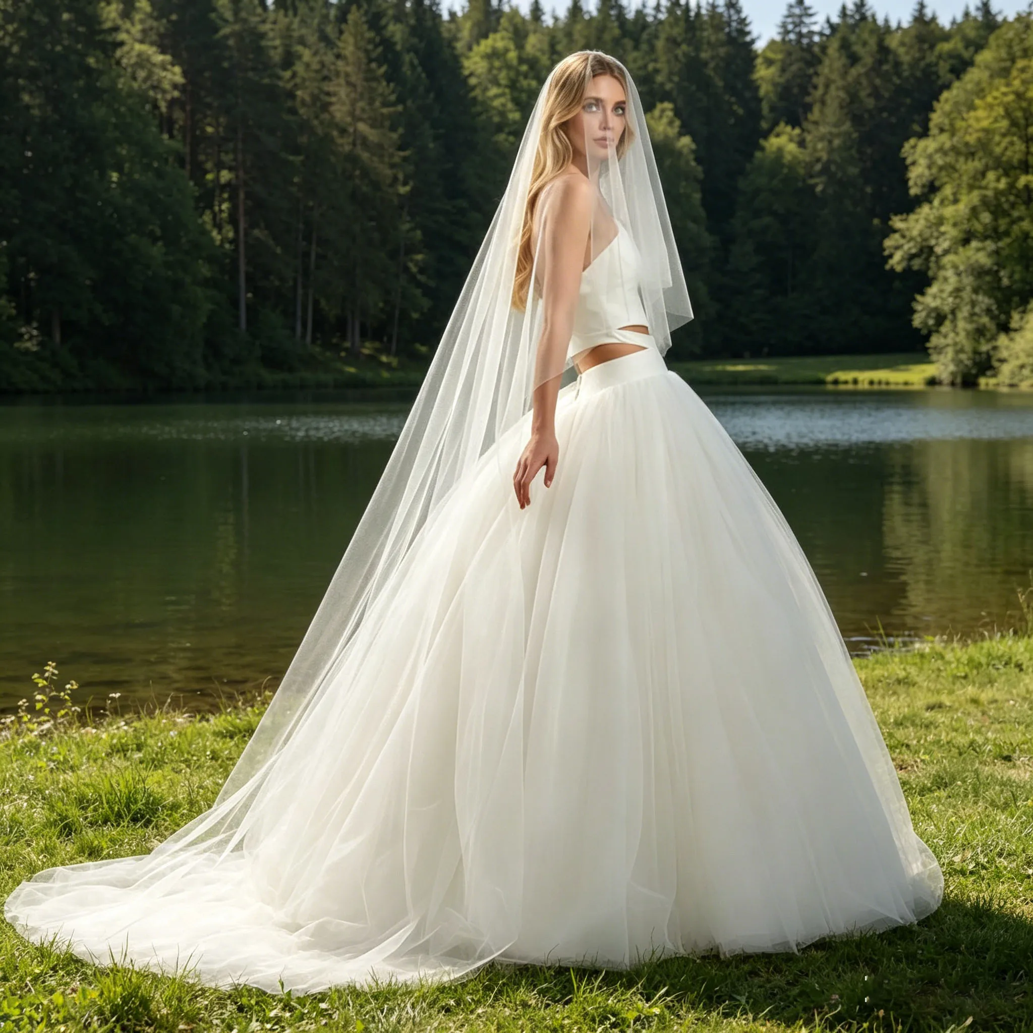 Elegant Wedding Veil 2-tier Raw Edge Minimalist Bridal Veil Available in Multiple Lengths for Church Party Formal Ceremony G131