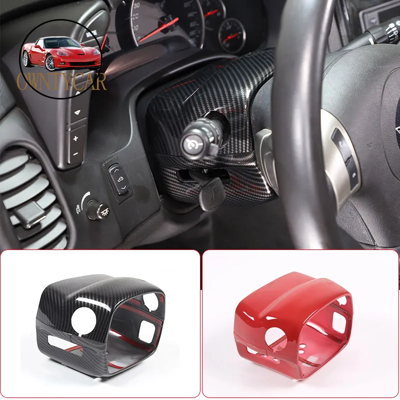 

For Chevrolet Corvette C6 2005-2013 ABS Carbon Fber Steering Wheel Steering Column Base Cover Decorative Sticker Accessories