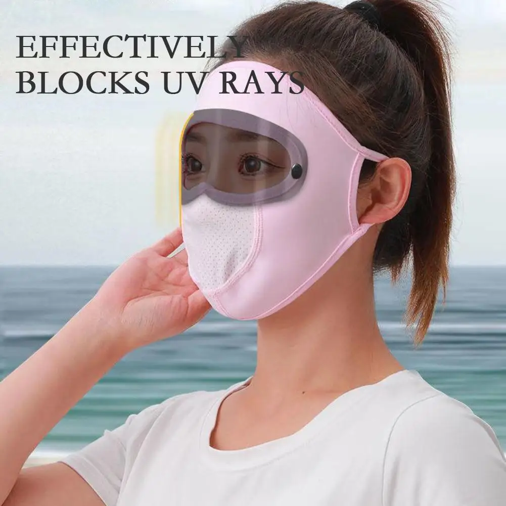 Summer Sunscreen Ice Silk Mask UV Protection Full Face Cover Sunscreen Veil Face With Brim Outdoor Cycling Sun Protection Hat