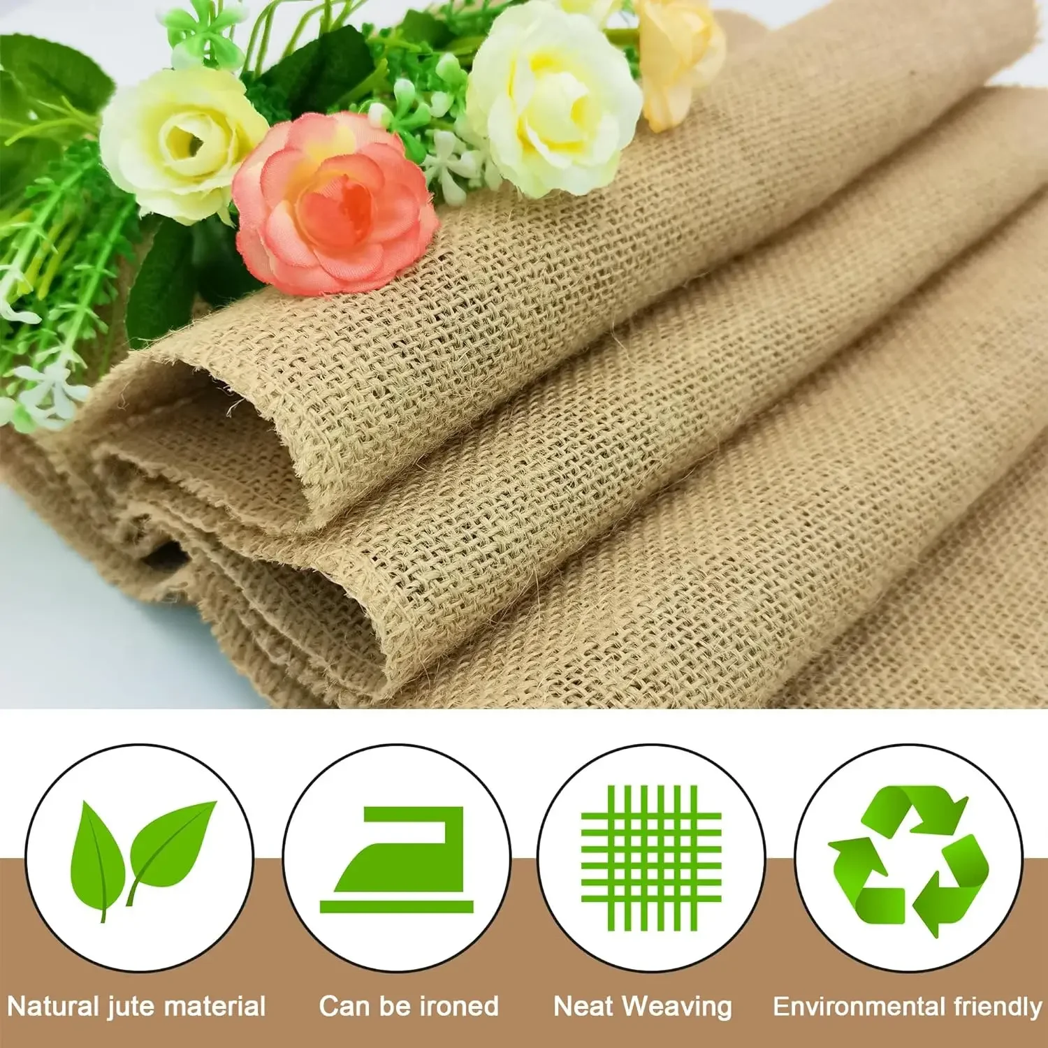 10 PCS 30x180cm Natural Jute Table Runners Rustic Placemats Bulk for Western Wedding Kitchen Coffee Table Decor