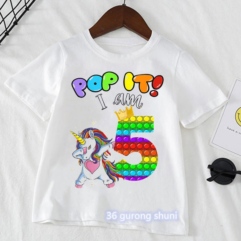 I Am 3-12th Birthday Girl Graphic Print T-Shirt Rainbow Unicorn Dinosaur Kids Clothes Harajuku Kawaii Children Tshirt