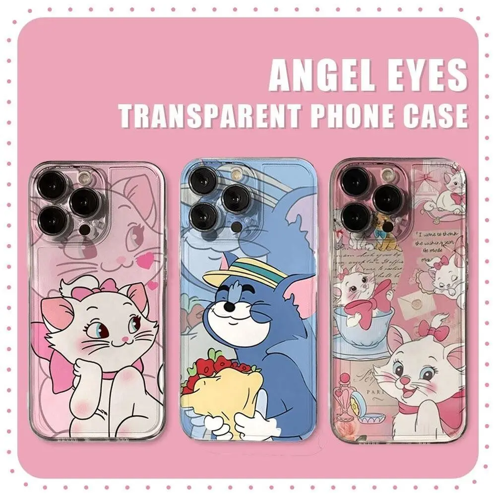 3D Marie Cat Ear Phone Case For Samsung Galalxy S25 S23 S24 S20 S21 S22 S10 Plus Ultra S21 S24 FE S24+ Cartoon Clear Casing