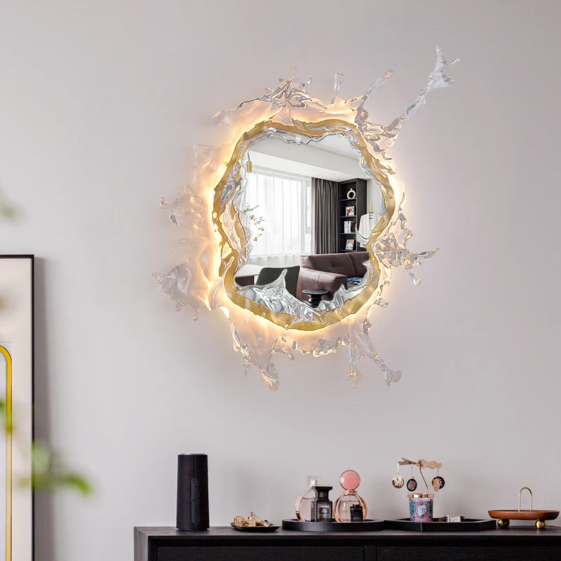 Water droplet mirror wall lamp LED porch decoration dreamy bedroom bathroom changing magic mirror wall lamp decorative light