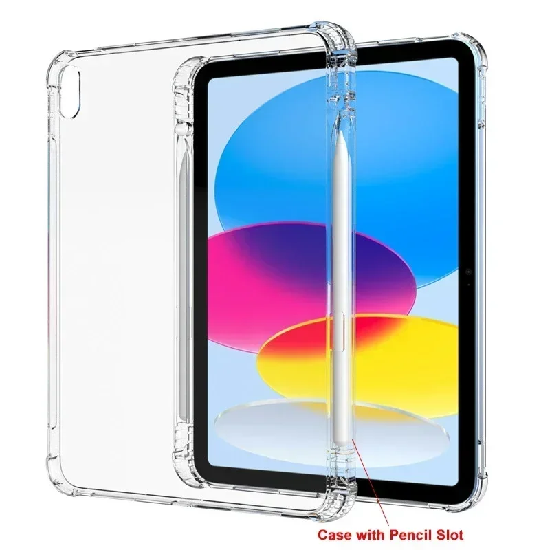 2Pcs Clear Case for iPad Pro 13 11 2024 12.9 10 8 7 6 Air Mini 5 4 With Pencil Holder Cover Ipad Mini 6 Air 5 4 3 2 1 Tpu Case