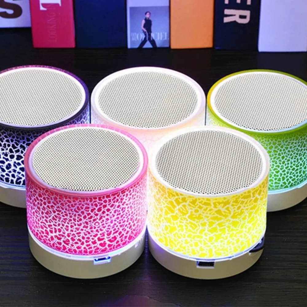 Bluetooth Wireless Car Audio Universal Mini Speaker  Dazzling Crack LED Lights Subwoofer Support TF SD Card USB Charging For PC