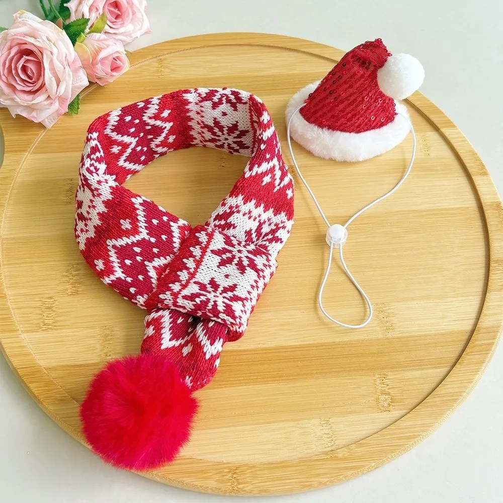 Cozy Christmas Dog Scarf Collar Warm Red Green Dog Bandana Scarf Festival Adjustable Small Dog Accessories for Small Dogs