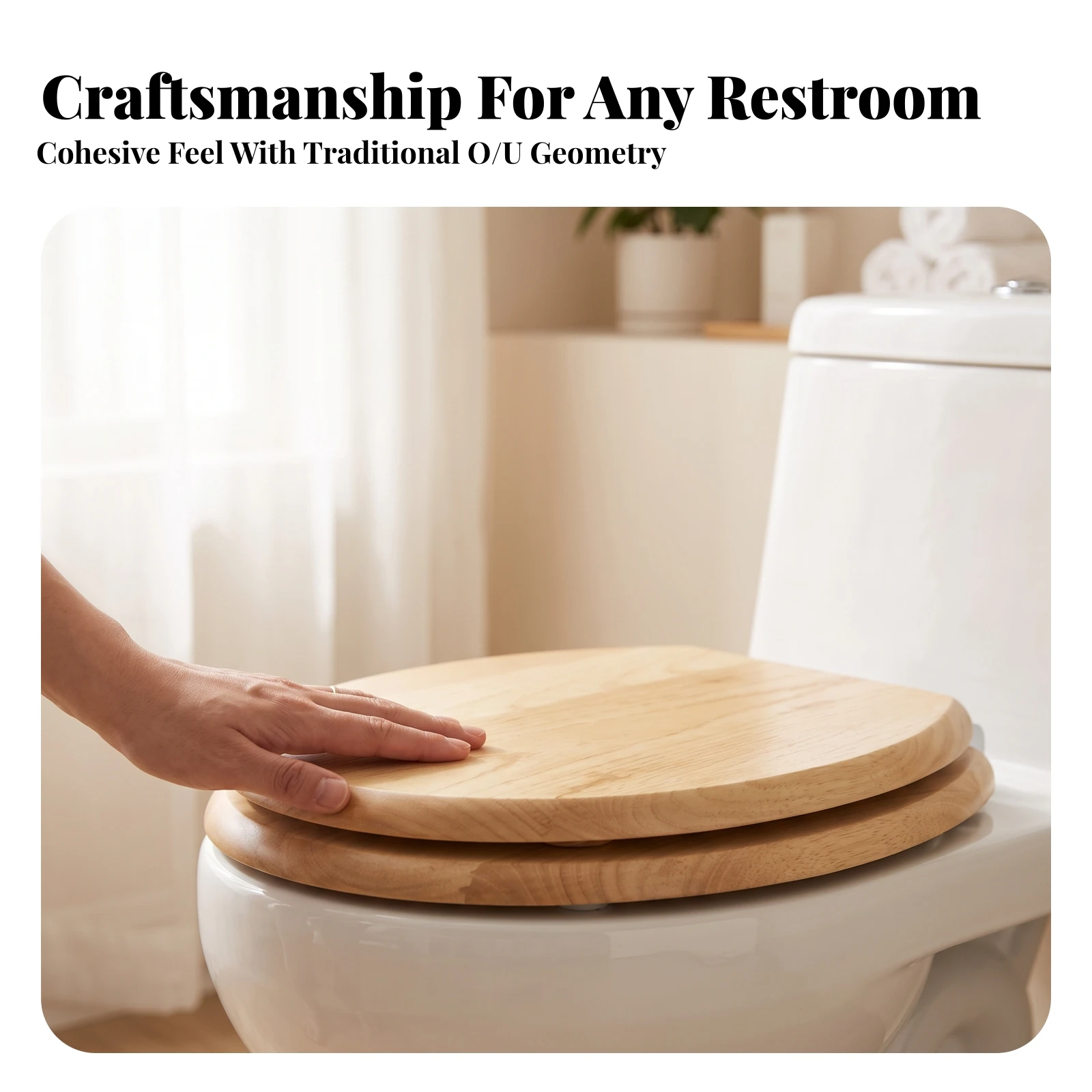 Toilet Seat with Mounting Hardware Long-Lasting Wooden Toilet Seat Sturdy Stable for Bathroom