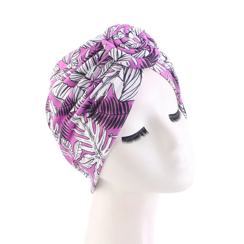 Nowe kobiety kwiat Turban muzułmański Bonnet Twist Knot indiański kapelusz panie Chemo Cancer Cap bandany szalik na głowę wewnętrzne hijabs na czapkę