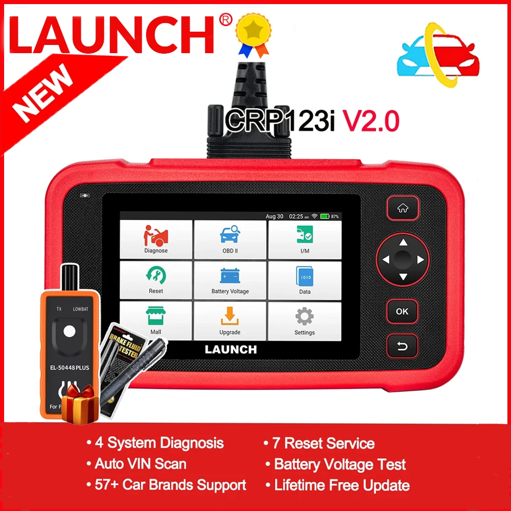 LAUNCH X431 CRP123i V2.0 OBD2 Scanner Car Diagnostic Tools ABS SRS Engine AT 4 System Scanner + 7 Reset Free Update