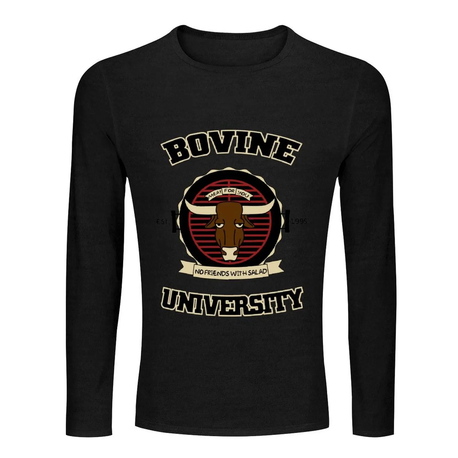 Bovine University Long T-Shirt black t shirts funny t shirts T-shirts for men cotton