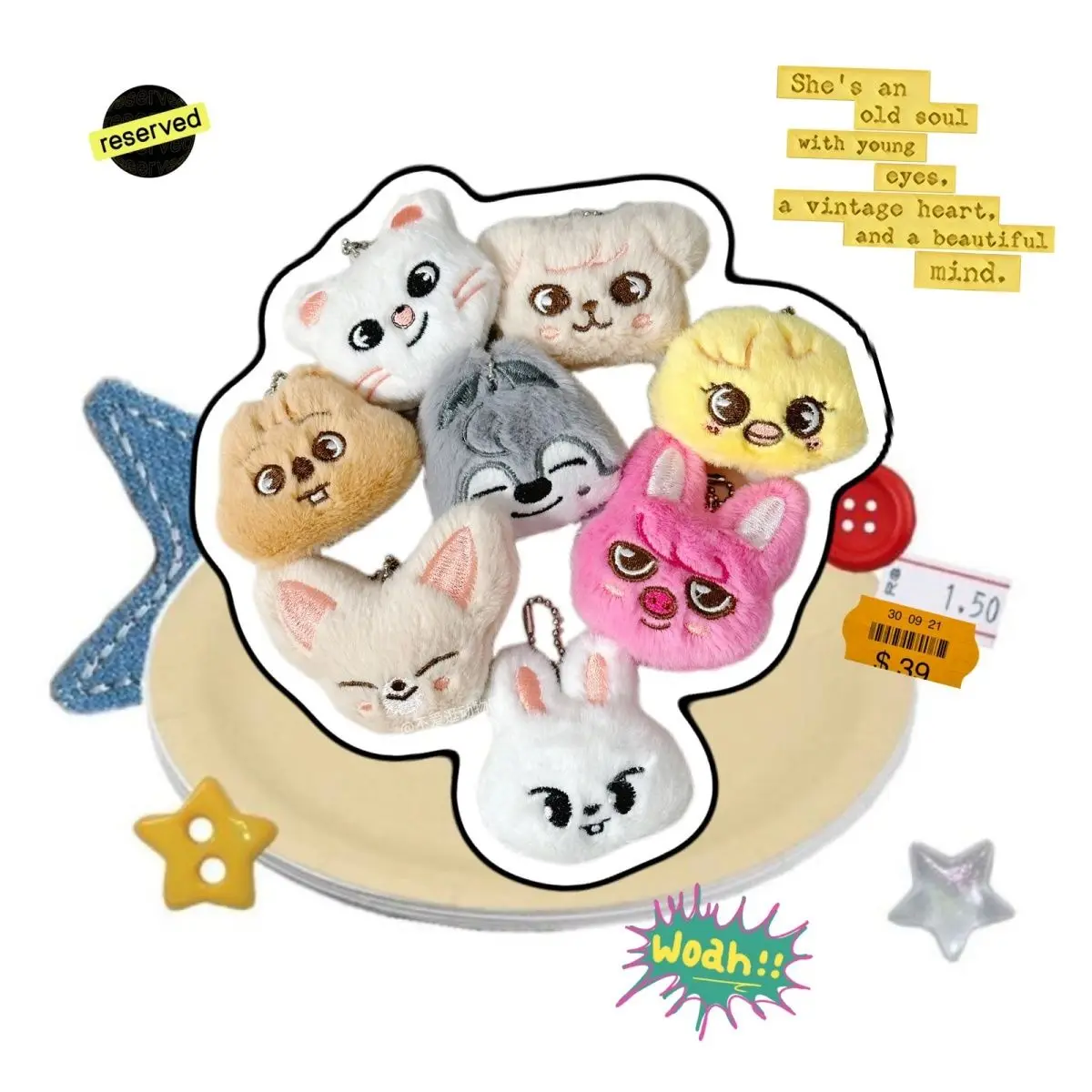 So cute new StrayKids plush pendant car keychain decoration SZKOO jiniret mini embellishment couple love gift bag decoration