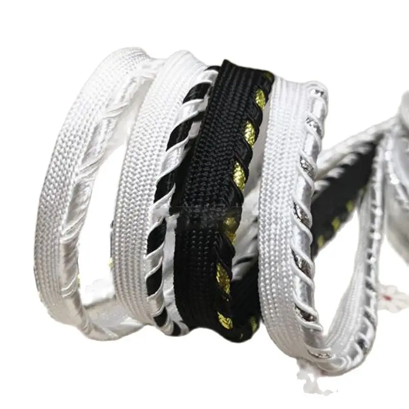 Wholesale 10mm Knitting Mixed Color Glitter Reflective Piping Band DIY Sofa Pillow Curtain Lace Piping Rope Edging Strip