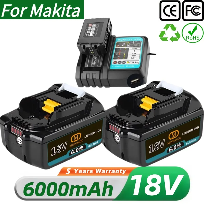 

NEW Genuine For Makita 18V Battery 6.0Ah Replaceable LED, for BL1860 BL1850 BL1830 LXT Lithium-ion Battery