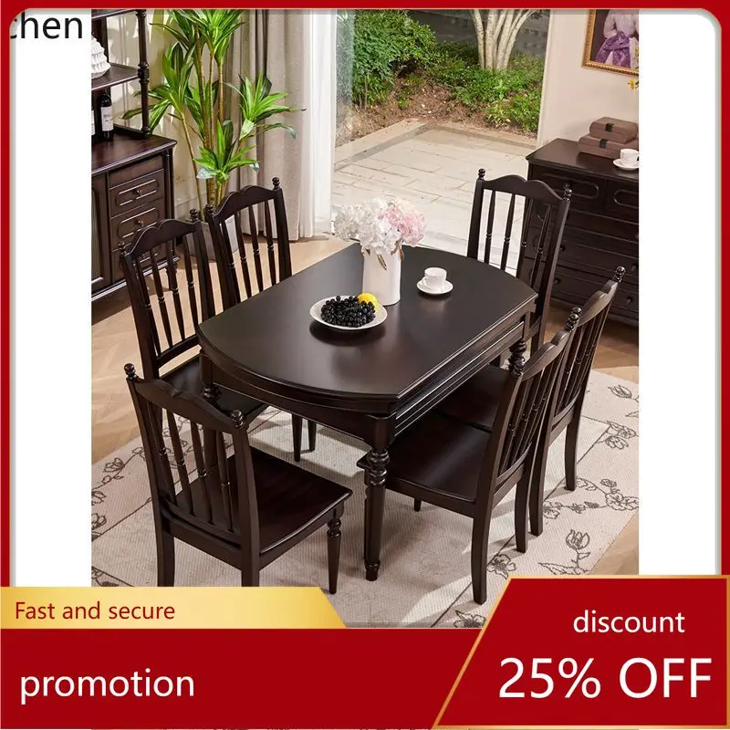 

ZML Solid Wood Dining Table and Chairs Vintage Rectangular Table Living Room Home Dining Table High-end