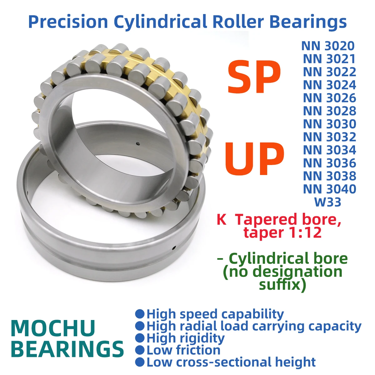 NN 3020 3021 3022 3024 3026 3028 3030 3032 3034 3036 3038 3040 K M TN SP UP W33 MOCHU Bearings