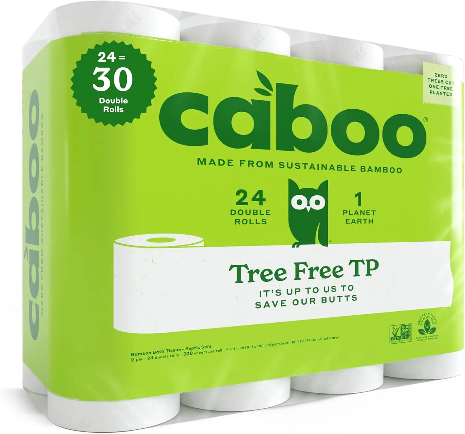 

Septic Safe, Chemical-Free 2-Ply Toilet Paper | 24 Rolls, 300 Sheets Each