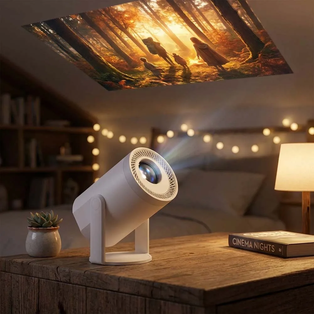 Small 720P Portable Movie Projector HDMI Autofocus Projector for Bedroom, Supports Phones/TV Box/Laptop with Wifi6 & Bluetooth