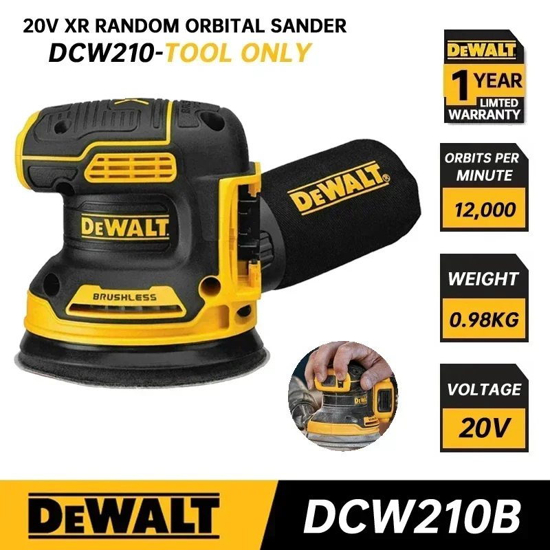 dewalt lixadeira orbital sem fio dcw210b 20v brushless handheld vibracao polimento carpintaria lixadeira excentrica ferramenta eletrica dcw210 01