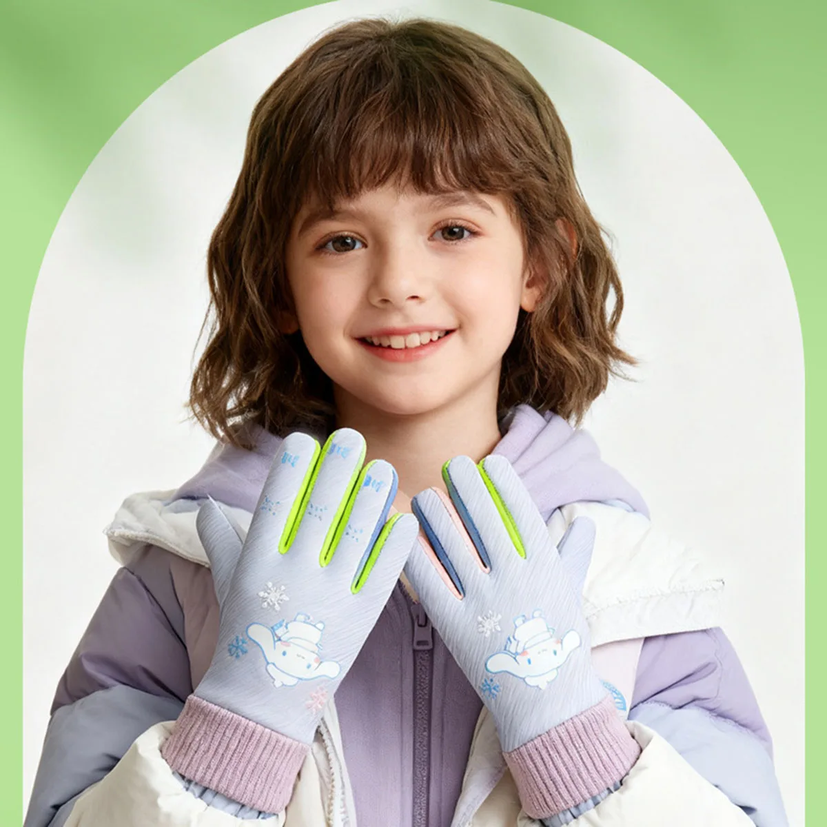 أطفال قفازات دافئة الخريف الشتاء الكرتون سانريو بنين بنات لطيف الكرتون في الهواء الطلق عدم الانزلاق قفازات ركوب الخيل #5