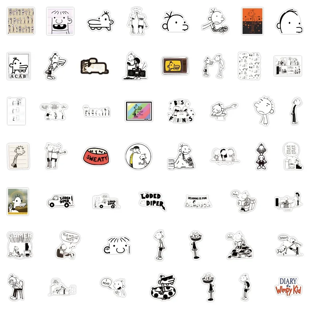 

50PCS Diary of a Wimpy Kid Graffiti Sticker Decoration Laptop Phone Guitar Cup Stationery Box Computer Waterproof Decal Toy Gift