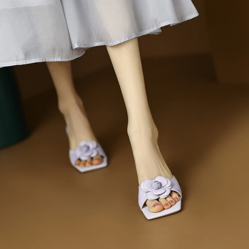 2024 letnie buty damskie Peep Toe pantofle biurowe damskie z prawdziwej skóry ręcznie robione buty dla kobiet na wysokim obcasie