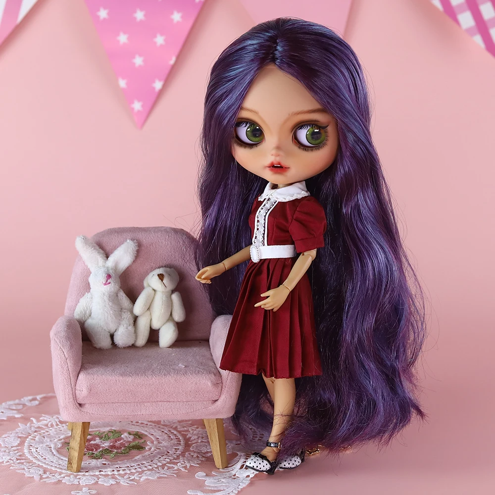 ICY DBS Blyth Doll 30 cm peau bronzée visage mat ethnique peint à la main poupée de maquillage exquise avec vêtements et chaussures 19 articulations cadeaux BJD