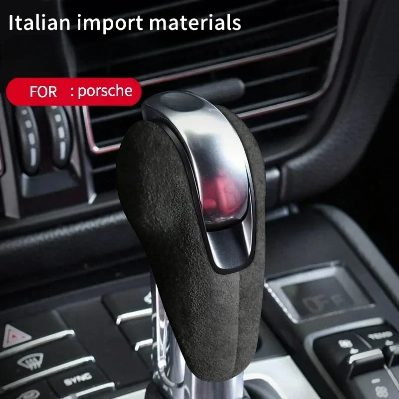 Top Alcantara Wrap Car Gear Shift Knob Trim Sticker Cover For Porsche Cayman Panamera Macan Boxster 718 911 Interior Accessories