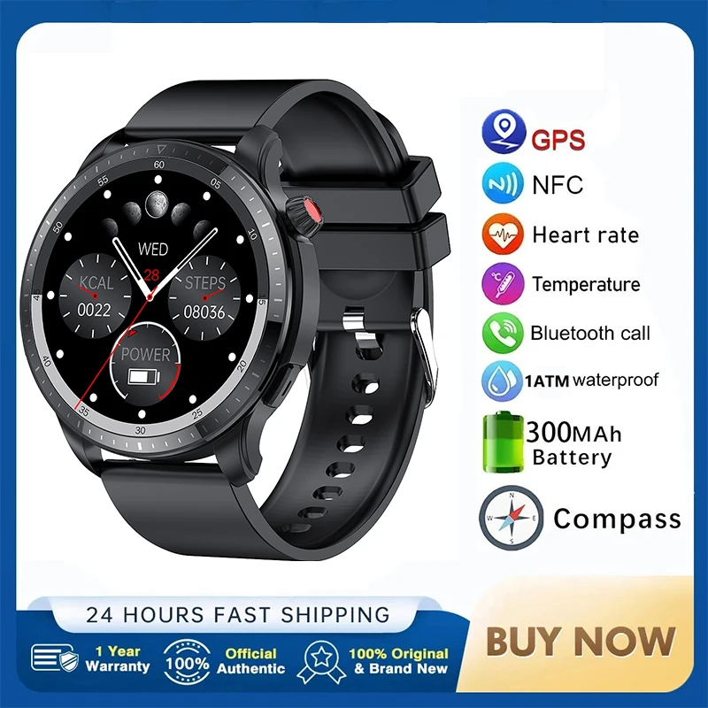

2026 New Health Smart Watch NFC 1.85-inch HD Touch Screen Heart Rate Monitoring Bluetooth Call GPS motion tracking Smartwatch