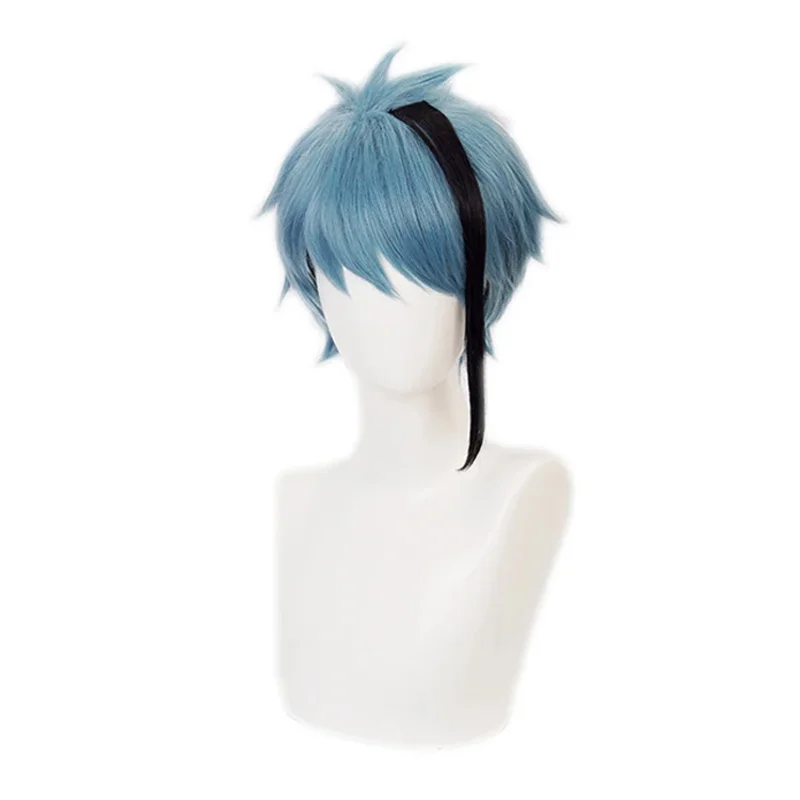 الملتوية العجائب شعر مستعار تأثيري فلويد علقة اليشم علقة زي شعر مستعار الرجال هالوين كرنفال قصير الأزرق شعر مستعار موضة غطاء شعر مستعار مجاني