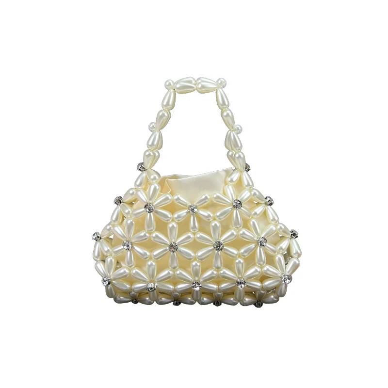 Heavy Industry Exquisite Handmade Imitation Pearl Brilliance Diamond Bead Weaving Bag Banquet Bag Mobile Phone Bag