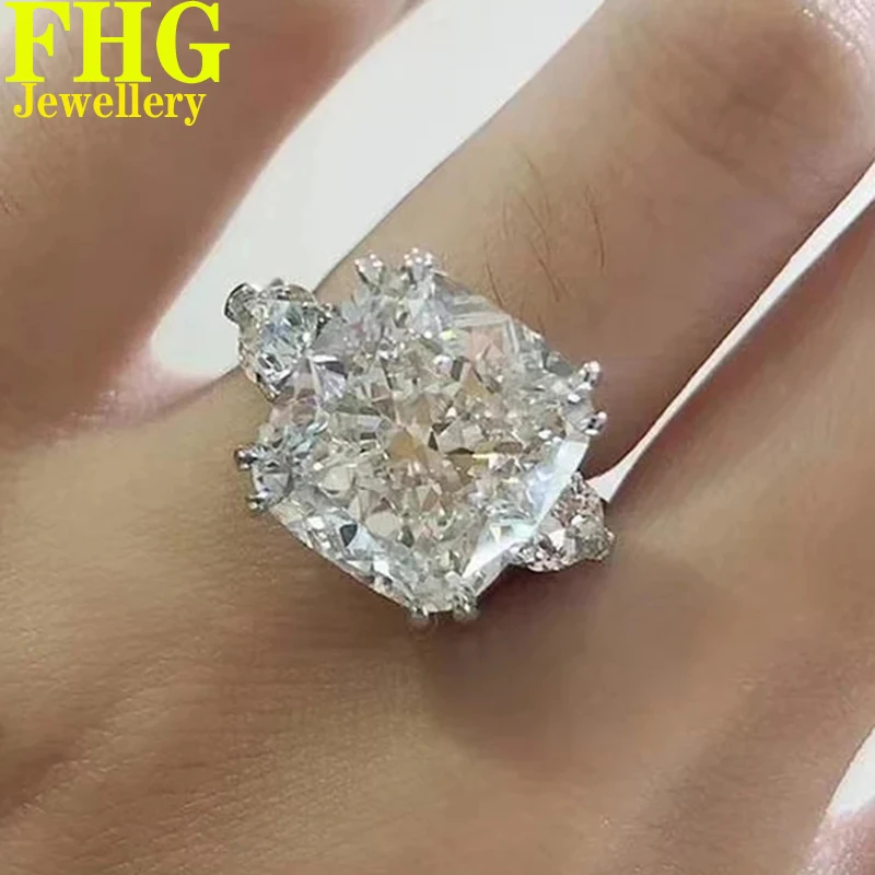 6 7 8 9 10 Carat Solid Au375 9K White Gold Ring DVVS1 Moissanite Diamonds Square Radiant shape Ring Wedding Party Engagement