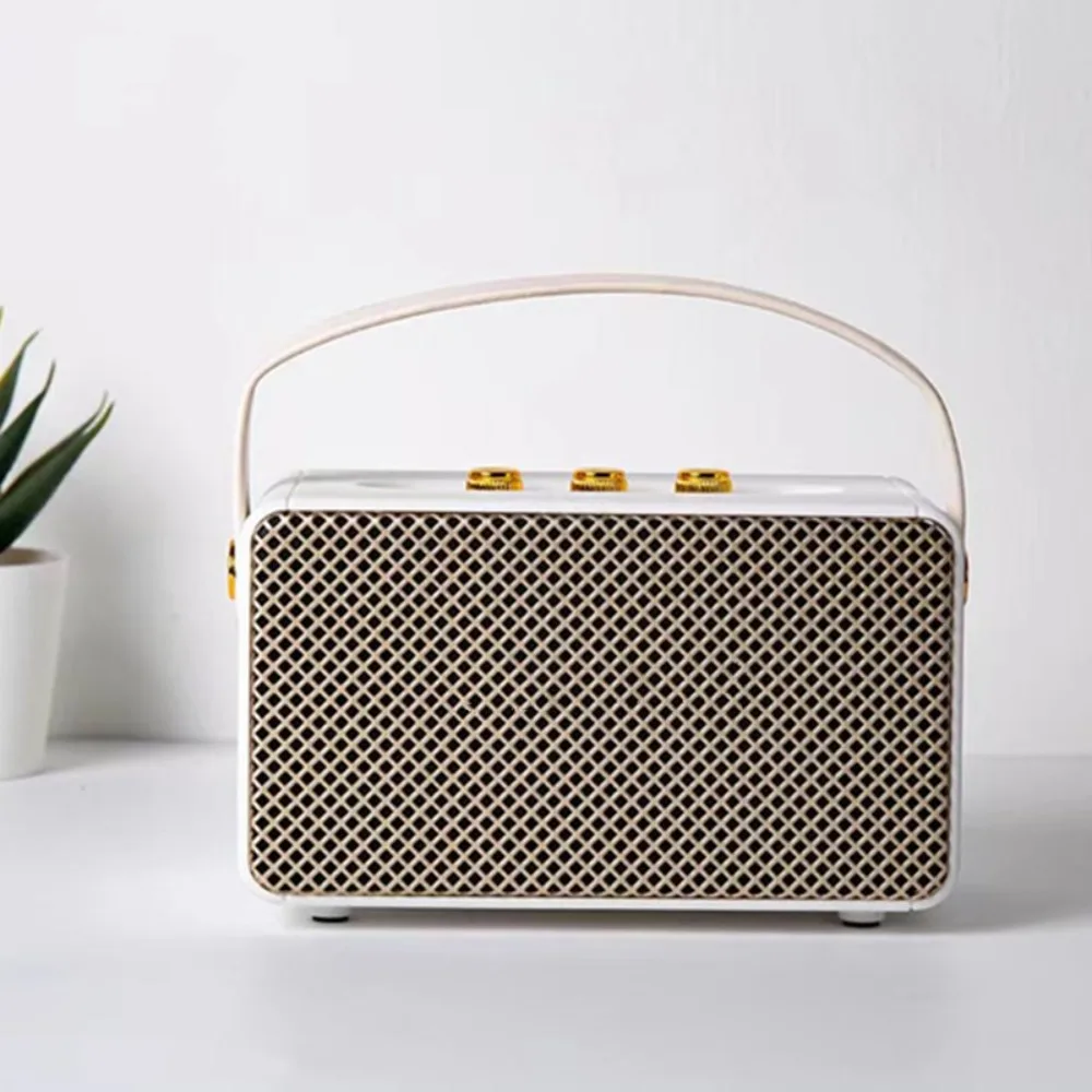 

Professional Portable Wireless Speakers with Handle Grip TF FM Radio Bluetooth Speakers Vintage USB Stereo Speaker