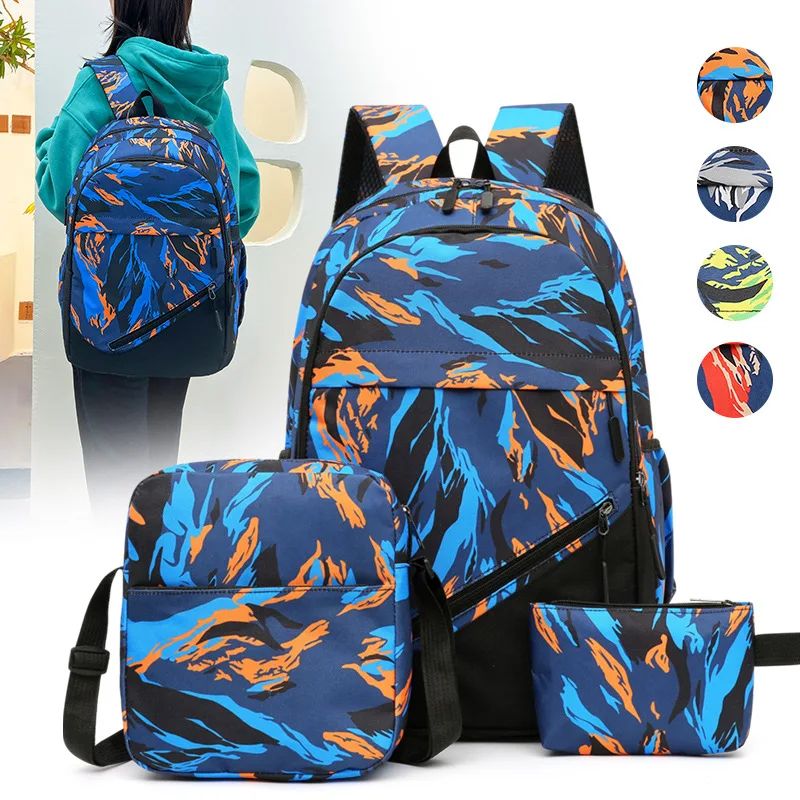 3Pcs/set Leisure adolescent Backpack children boys girls Schoolbag Travel Notebook Laptop Bags for Kids Students